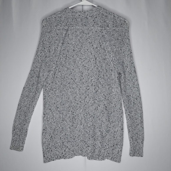 American Eagle Cardigan Sweater XS Gray Laced Hem Open Front Ribbed Knit Stretch - Picture 3 of 9